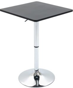 HOMCOM Modern Height Adjustable Counter Bar Table with 360° Swivel Tabletop and Electroplating Metal Base, Pub Desk for Living Room, Kitchen, Restaurant, Pub, Black and Silver
