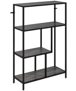 HOMCOM 4-Tier Bookshelf with Open Shelves - Charcoal Grey