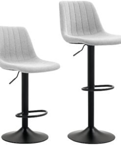 HOMCOM Set of Two Chenille-Feel Tub Bat Stools - Grey