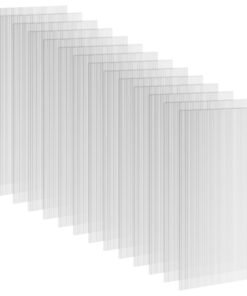 Outsunny 14 Pieces Polycarbonate Sheets, 121 x 61 x 0.4cm Twin-Wall Plastic Roofing Sheets, 10m² Replacement Greenhouse Panels, Waterproof and UV Protection, Clear