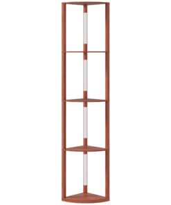 HOMCOM Corner Floor Lamp for Living Room Bedroom with Dimmable Warm White LED Light, Modern Tall Standing Lamp, Brown