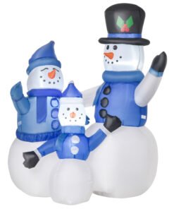 HOMCOM 4ft Inflatable Christmas Snowmen Family Xmas LED Outdoor Indoor Holiday Decorations Yard