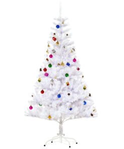 HOMCOM 5ft Snow Artificial Christmas Tree w/ Metal Stand Decorations Home Seasonal Elegant Faux White