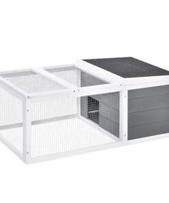 PawHut Rabbit Hutch Guinea Pig Hutch Wooden Small Animal Cage Rabbit Run Duck House with Openable Roof for Indoor Outdoor 115 x 66 x 47.5 cm