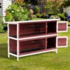 PawHut Bunny Hutch Outdoor 2-Tier Guinea with No-Leak Trays for Indoor and Outdoor 136 x 50 x 93cm - Red