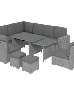 Outsunny Seven-Piece Rattan Garden Sofa Set, with Expanding Table - Light Grey