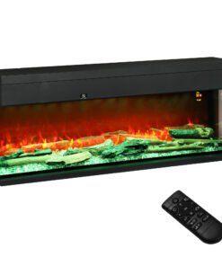 HOMCOM 1800W 15-40℃ Adjustable Flame Glass Panel Convector Heater, 127cm