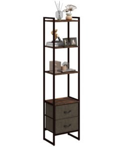 HOMCOM Four-Tier Industrial Display Shelf, with Bottom Drawers