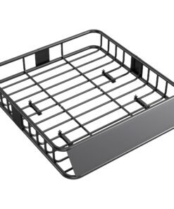HOMCOM Universal Roof Rack Basket Tray, 90.7 kg Steel Car Rooftop Luggage Cargo Carrier Holder with Wind Fairing, Side Rails for SUVs, Pickups, Sedans, Off-Road Vehicles, 110.5 x 99.5 x 18.5 cm, Black