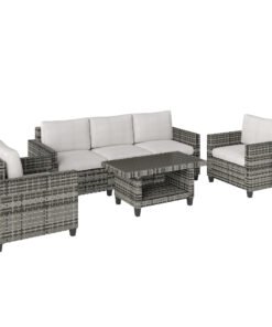 Outsunny Six-Piece Modular Rattan Sofa Set - Light Grey