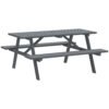 Outsunny 6 Seater Wooden Picnic Table Bench for Outdoor Garden or Patio with Parasol Cutout 150 cm Grey