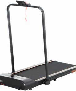 HOMCOM Foldable Walking Treadmill, with LED Display and Wheels, for Home, Office, Fitness Studio, Orange