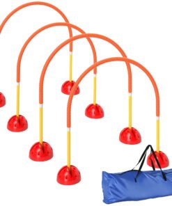 PawHut 4-Piece Dog Agility Training Equipment with 4 Adjustable Width Doors, Bag, for Garden, Orange