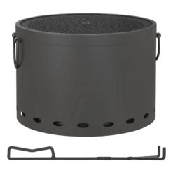 Outsunny Smokeless Fire Pit, 38cm Portable Wood Burning Firepit with Spark Screen and Poker, Low Smoke Camping Bonfire Stove for Garden Patio Picnic, Dark Grey