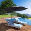 Outsunny 3(m) Offset Parasol Cantilever Hanging Umbrella 360? Rotation w/ Base Dark Grey