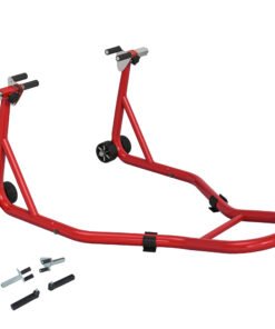 HOMCOM Front Motorcycle Paddock Stand Motorbike Stand with Anti-Slip Mat, U-Shaped and L-Shaped Adapters, 200 kg Capacity, for 18", 17" and 10" Tyre, Red