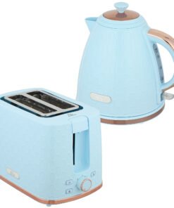 HOMCOM 1.7L 3000W Fast Boil Kettle & 2 Slice Toaster Set, Kettle and Toaster Set with Auto Shut Off, Browning Controls, Light Blue