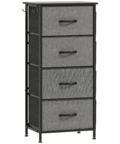 HOMCOM Chest of Four Fabric Drawers - Charcoal Grey