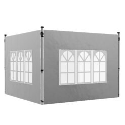 Outsunny Gazebo Side Panels, Sides Replacement with Window for 3x3(m) or 3x4m Pop Up Gazebo, 2 Pack, Grey