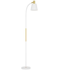 HOMCOM Floor Lamp for Living Room, Spotlight Reading Standing Lamp with Adjustable Height, Rocker on/off Switch, Indoor Task Lighting for Bedroom, Office, White (Bulb not Included)