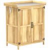 Outsunny 43 x 74cm Fir Wood Shed, with Metal Worktop - Natural Finish