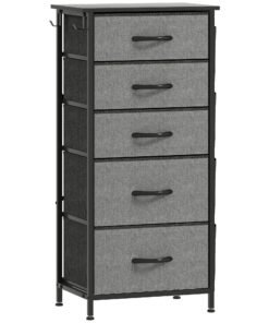 HOMCOM Chest of Five Fabric Drawers - Charcoal Grey