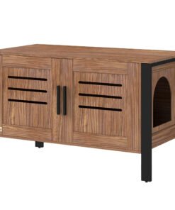 PawHut Cat Litter Box Enclosure with Tall Legs, Scratching Board, Double Doors, Ventilation Holes, 80 x 45 x 50 cm, Dark Brown