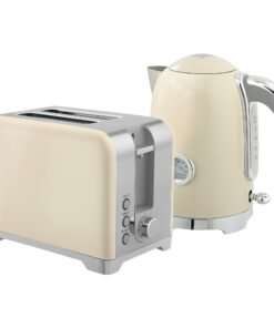 HOMCOM Retro Toaster and Kettle Set - Cream