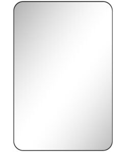 HOMCOM 90 x 60cm Curved Bathroom Mirror - Black