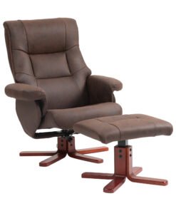 HOMCOM Faux Microfibre Leather Manual Recliner and Footstool Set - Dark Brown