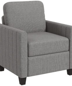 HOMCOM Modern Boxy Linen-Look Armchair - Light Grey