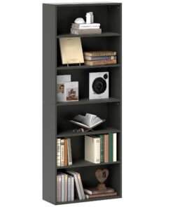 HOMCOM Six Shelf Bookcase - Black