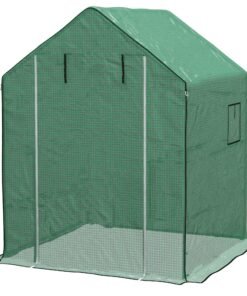 Outsunny Greenhouse Cover Replacement Walk-in PE Hot House Cover with Roll-up Door and Windows, 140 x 143 x 190cm, Green