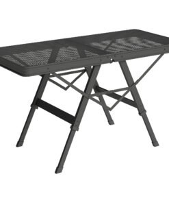 Outsunny 3 ft Folding Camping Table w/ Adjustable Heights, Portable Lightweight Outdoor Folding Picnic Table with Metal Mesh Desktop & Aluminium Legs for Picnic, Garden, Party, Black