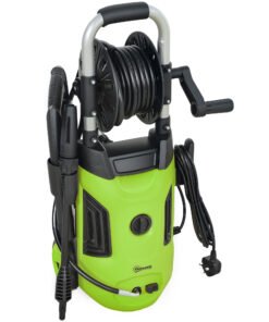 Outsunny 1800W High Pressure Washer, 150 Bar Pressure, 420 L/h Flow, Portable Power Washer Jet Wash Cleaner with Adjustable Nozzle, 6M Hose, Hose Reel, Steel Handle for Home Patio Car Driveway, Green