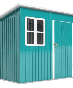 Outsunny 7 x 4ft Galvanised Steel Garden Shed, with Lock and Gloves - Green