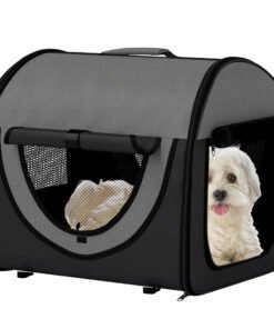 Pawhut Folding Fabric Soft Pet Crate, 46Lx36Wx41H cm - Black