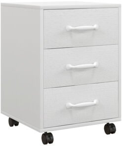 HOMCOM 3 Drawer File Cabinet, Mobile Filing Cabinet on Wheels for Home Office, Study, White