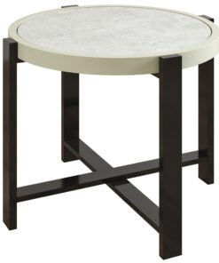 Outsunny Round Small Garden Table, 60cm Outdoor Side Table with Faux Marble Tempered Glass Top, Aluminium Frame for Garden, Patio, Balcony, Light Grey