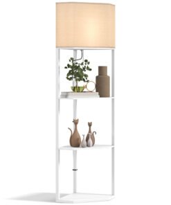 HOMCOM Three-Shelf Corner Floor Lamp - White