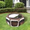 PawHut Portable Cat Dog Playpen Pet Puppy Rabbit Guinea Pig Pen Run Dia 90 x 41H cm Indoor & Outdoor Brown