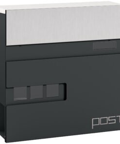 HOMCOM Locking Galvanised Steel Letterbox - Charcoal Grey/Black