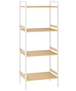 HOMCOM Four-Tier Bamboo Adjustable Shelf Storage Unit