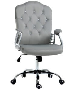 Vinsetto Velvet-Feel Work Chair, with Diamante Back - Grey