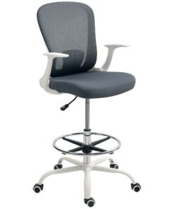 HOMCOM 99-119 cm Draughtsman Chair, with Adjustable Footrest - Grey