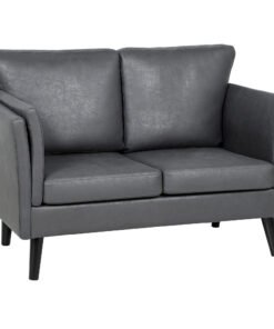 HOMCOM Two-Seater Leathaire Sofa - Grey
