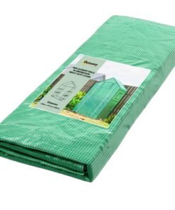 Outsunny Greenhouse Cover Replacement Walk-in PE Hot House Cover with Roll-up Door and Windows, 140 x 73 x 190cm, Green