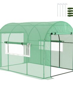 Outsunny 300 x 200cm Walk-In Polytunnel Greenhouse - Green