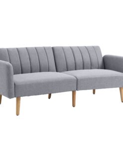 HOMCOM Three-Seater Sofa Bed, with Split Back - Light Grey