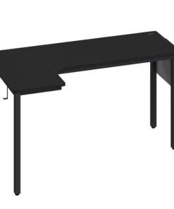 HOMCOM L-Shaped Computer Gaming Desk with Fabric Bag, Hooks and Cable Management, 145 x 81 x 76cm - Black